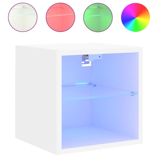 vidaXL væghængte tv-borde 2 stk. med LED-lys 30x28,5x30 cm hvid -  TV-møbler