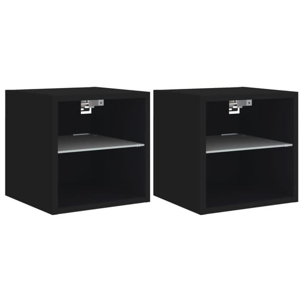 vidaXL Väggmonterad tv-bänk LED 2 st svart 30x28,5x30 cm - TV-bänkar