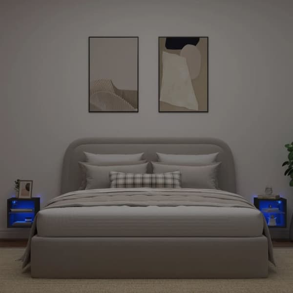 vidaXL Väggmonterad tv-bänk LED 2 st svart 30x28,5x30 cm - TV-bänkar