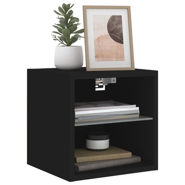 vidaXL Väggmonterad tv-bänk LED 2 st svart 30x28,5x30 cm - TV-bänkar