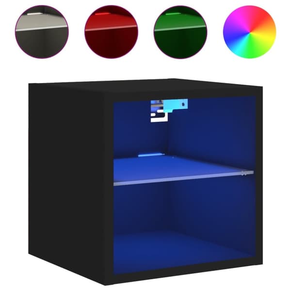 vidaXL Väggmonterad tv-bänk LED 2 st svart 30x28,5x30 cm - TV-bänkar