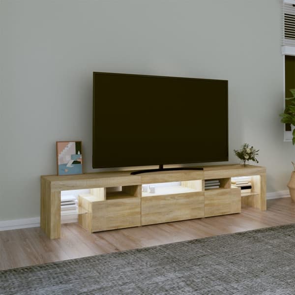 vidaXL Tv-bänk med LED-belysning sonoma ek 200x36,5x40 cm - TV-bänkar