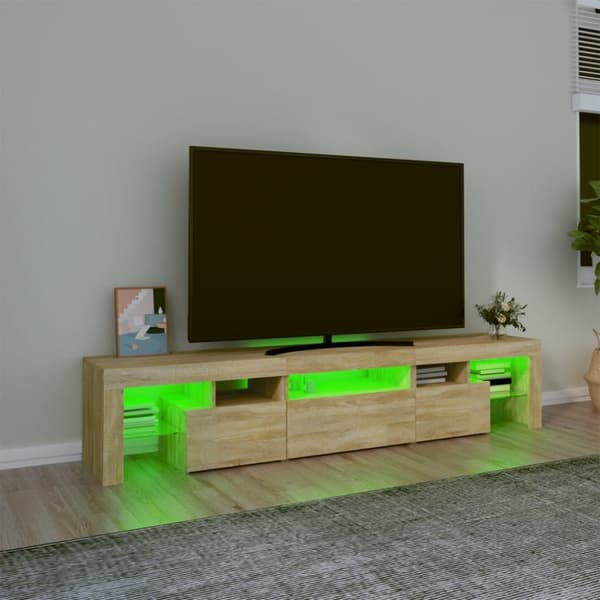 vidaXL Tv-bänk med LED-belysning sonoma ek 200x36,5x40 cm - TV-bänkar