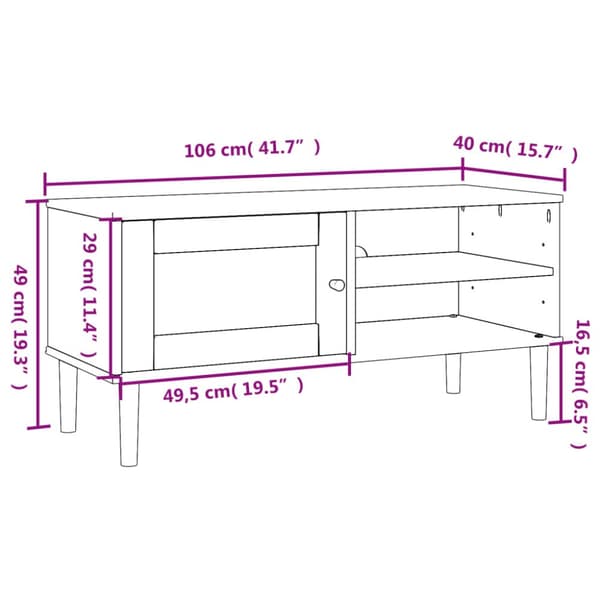 vidaXL tv-bord SENJA 106x40x49 cm rattan-look massivt fyrretræ brun -  TV-møbler