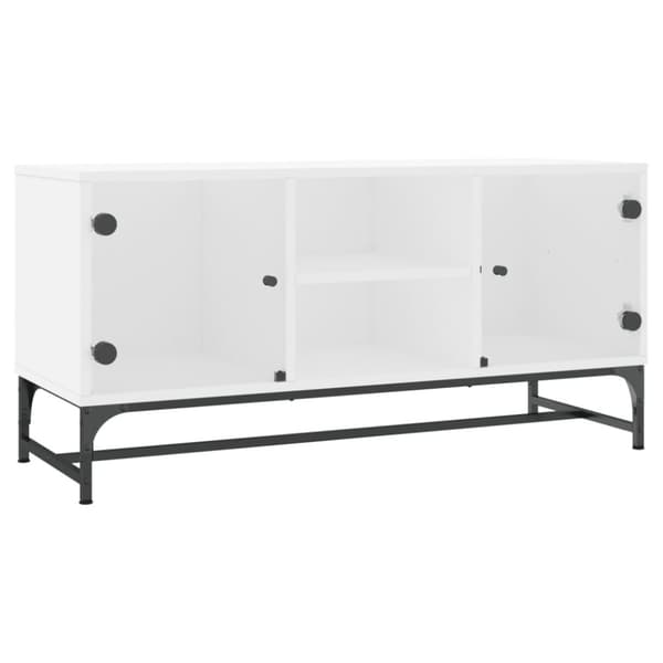vidaXL Tv-bänk med glasdörrar vit 102x37x50 cm -  TV-bänkar