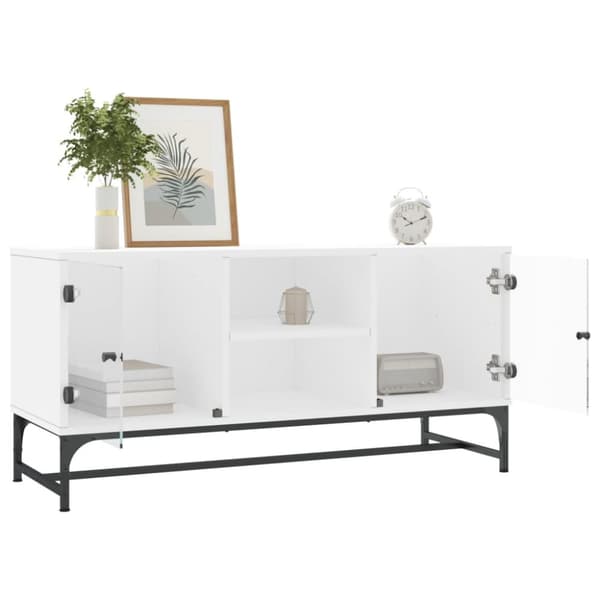 vidaXL Tv-bänk med glasdörrar vit 102x37x50 cm -  TV-bänkar