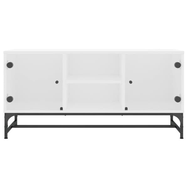 vidaXL Tv-bänk med glasdörrar vit 102x37x50 cm -  TV-bänkar