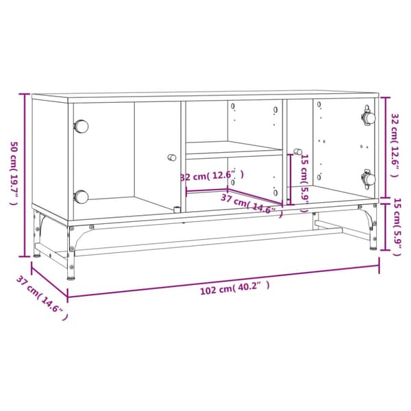 vidaXL Tv-bänk med glasdörrar vit 102x37x50 cm -  TV-bänkar
