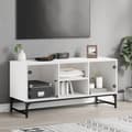 Miniatyrbild 1 av 11: vidaXL Tv-bänk med glasdörrar vit 102x37x50 cm -  TV-bänkar
