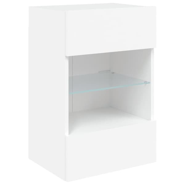 vidaXL væghængt tv-bord med LED-lys 40x30x60,5 cm hvid - TV-møbler