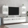 Miniatyrbillede 7 af 11: vidaXL væghængt tv-bord med LED-lys 40x30x60,5 cm hvid -  TV-møbler