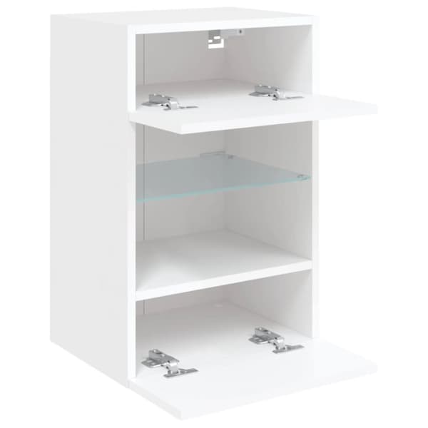 vidaXL væghængt tv-bord med LED-lys 40x30x60,5 cm hvid - TV-møbler