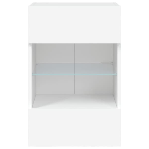 vidaXL væghængt tv-bord med LED-lys 40x30x60,5 cm hvid - TV-møbler