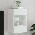 Miniatyrbillede 1 af 11: vidaXL væghængt tv-bord med LED-lys 40x30x60,5 cm hvid -  TV-møbler
