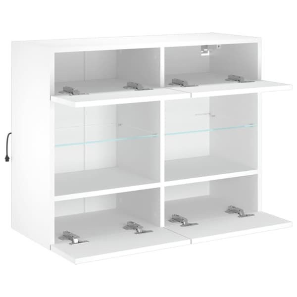 vidaXL Väggmonterad tv-bänk LED vit 78,5x30x60,5 cm -  TV-bänkar