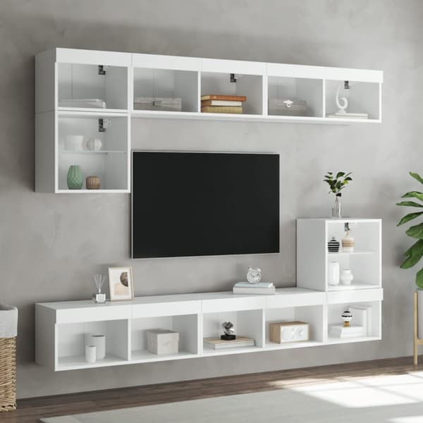 vidaXL tv-bord med LED-lys 80x30x30 cm hvid -  TV-møbler