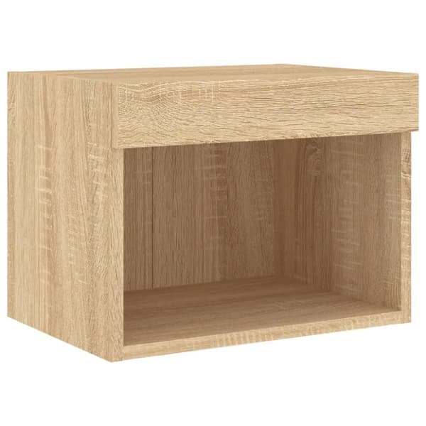 vidaXL Väggmonterade sängbord med LED-lampor 2 st sonoma-ek -  TV-bänkar