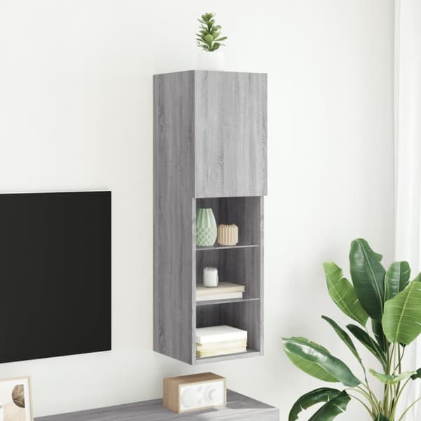vidaXL tv-bord med LED-lys 30,5x30x102 cm grå sonoma-eg -  TV-møbler