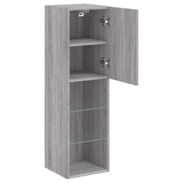 vidaXL tv-bord med LED-lys 30,5x30x102 cm grå sonoma-eg -  TV-møbler