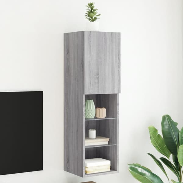 vidaXL tv-bord med LED-lys 30,5x30x102 cm grå sonoma-eg -  TV-møbler