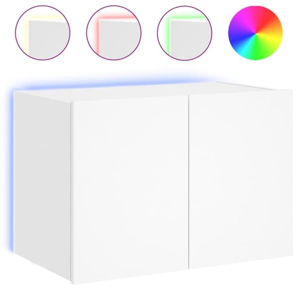 vidaXL Väggmonterad tv-bänk LED vit 60x35x41 cm - TV-bänkar