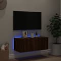 Miniatyrbild 4 av 11: vidaXL Väggmonterad tv-bänk LED brun ek 80x35x31 cm -  TV-bänkar
