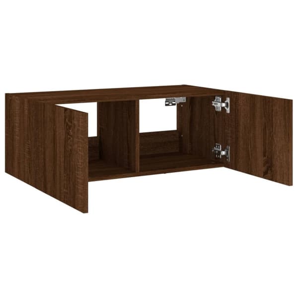 vidaXL Väggmonterad tv-bänk LED brun ek 80x35x31 cm -  TV-bänkar
