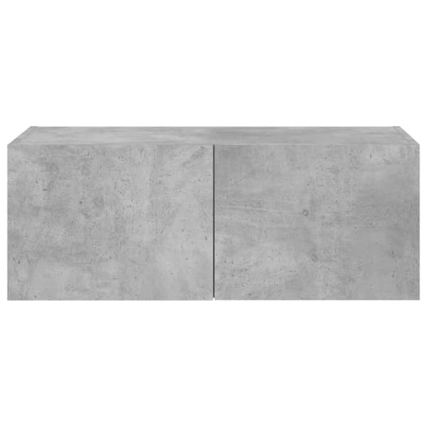 vidaXL væghængt tv-bord med LED-lys 80x35x31 cm betongrå - TV-møbler