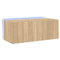 Miniatyrbillede 3 af 11: vidaXL væghængt tv-bord med LED-lys 80x35x31 cm sonoma-eg -  TV-møbler