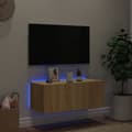 Miniatyrbillede 4 af 11: vidaXL væghængt tv-bord med LED-lys 80x35x31 cm sonoma-eg -  TV-møbler