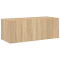 Miniatyrbillede 8 af 11: vidaXL væghængt tv-bord med LED-lys 80x35x31 cm sonoma-eg -  TV-møbler