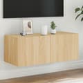 Miniatyrbillede 2 af 11: vidaXL væghængt tv-bord med LED-lys 80x35x31 cm sonoma-eg -  TV-møbler