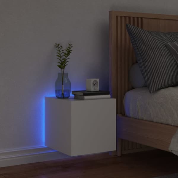 vidaXL Väggmonterad tv-bänk LED vit 30,5x35x30 cm - TV-bänkar