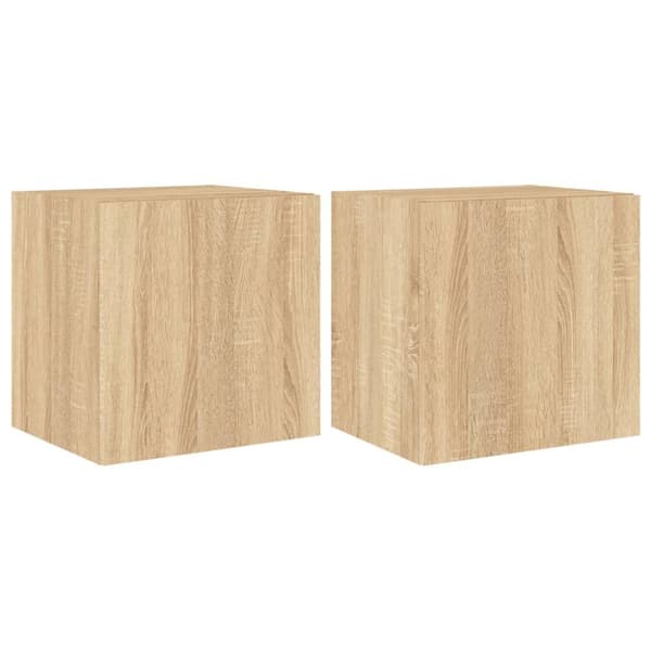 vidaXL TV-seinäkaapit LED-valoilla 2 kpl Sonoma-tammi 40,5x35x40 cm - TV-tasot