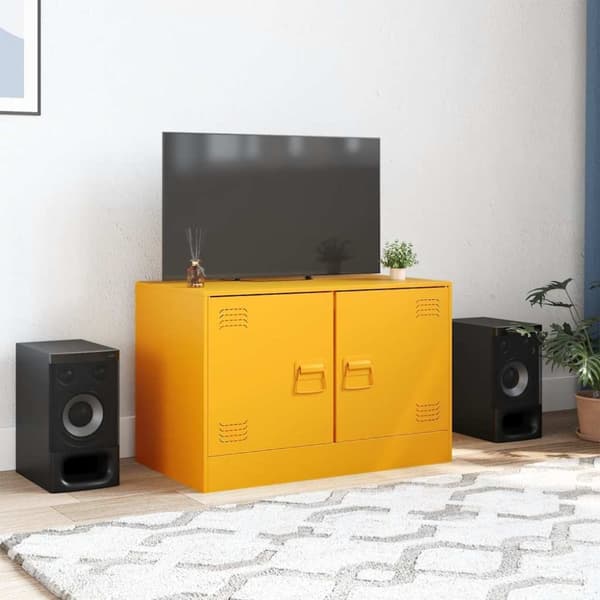 vidaXL TV-skåp senapsgul 67x39x44 cm stål
