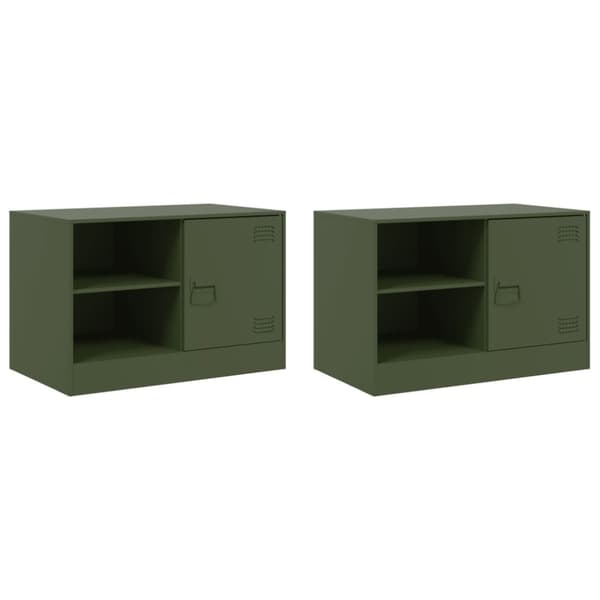 vidaXL TV-skåp 2 st olivgrön 67x39x44 cm stål