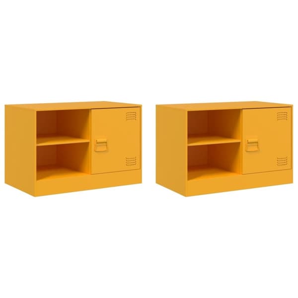 vidaXL tv-borde 2 stk. 67x39x44 cm stål sennepsgul