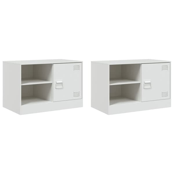 vidaXL TV-skåp 2 st vit 67x39x44 cm stål