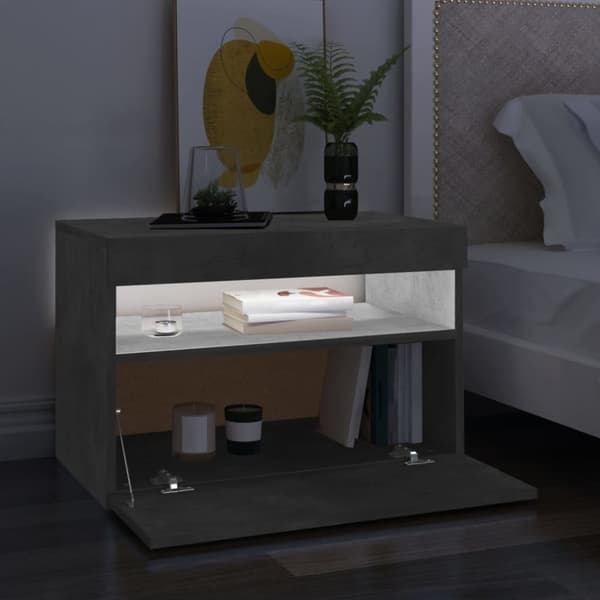 The Living Store TV-bänk med LED-belysning betonggrå 60x35x40 cm -  TV-bänkar