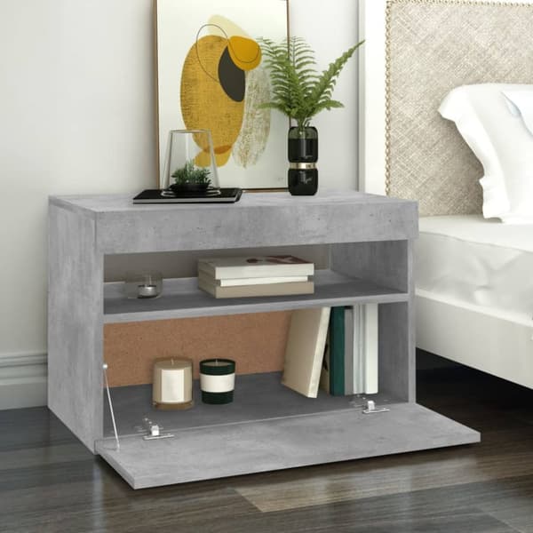 The Living Store TV-bänk med LED-belysning betonggrå 60x35x40 cm -  TV-bänkar
