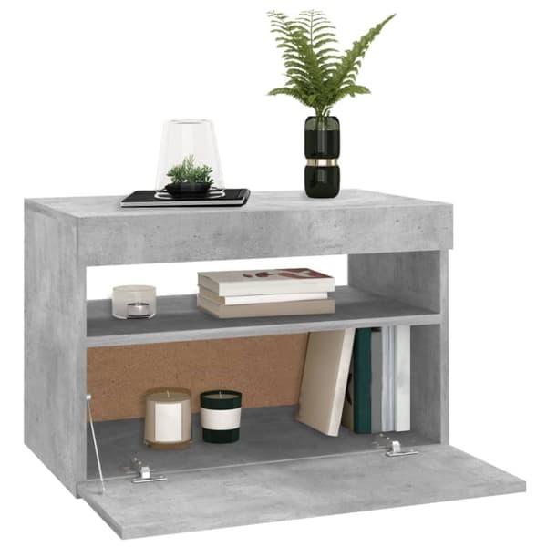 The Living Store TV-bänk med LED-belysning betonggrå 60x35x40 cm -  TV-bänkar