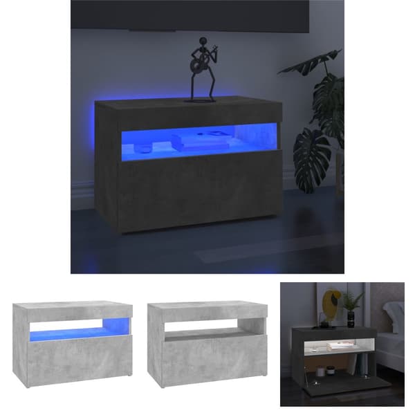 The Living Store TV-bänk med LED-belysning betonggrå 60x35x40 cm -  TV-bänkar