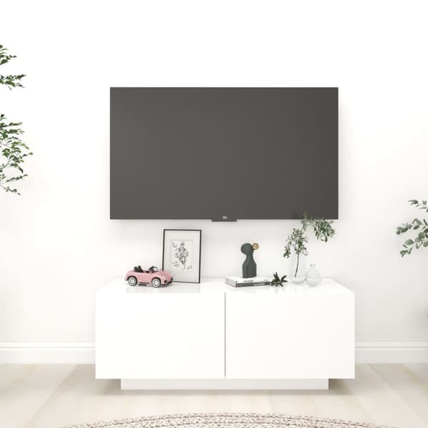 The Living Store tv-bord 100x35x40 cm konstrueret træ hvid - TV-møbler