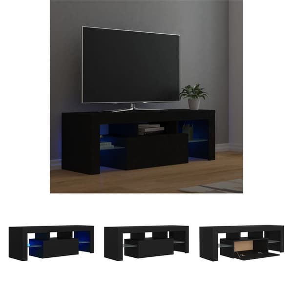 The Living Store TV-bänk med LED-belysning svart 120x35x40 cm -  TV-bänkar