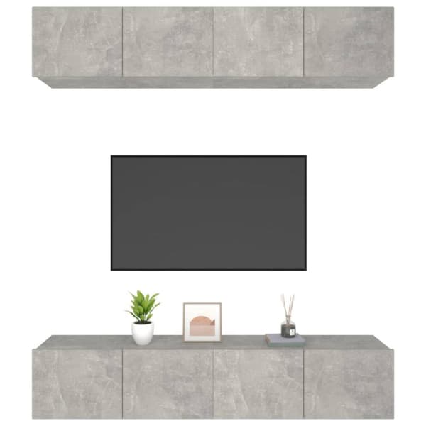 The Living Store TV-kaapit 4 kpl betoninharmaa 80x30x30 cm tekninen puu -  TV-tasot