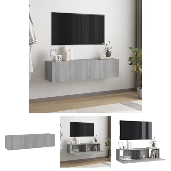 The Living Store TV-bänk för vägg grå sonoma 120x30x30 cm konstruerat trä -  TV-bänkar