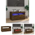 Miniatyrbillede 1 af 11: The Living Store tv-bord med LED-lys 75x35x40 cm røget egetræsfarve -  TV-møbler