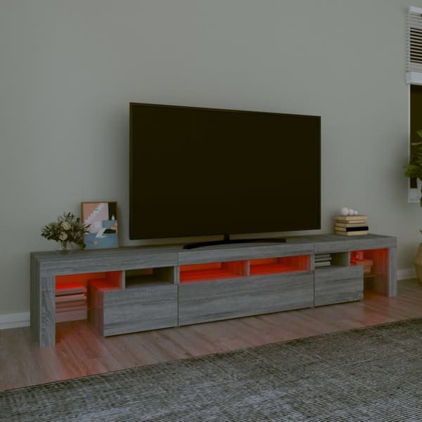 The Living Store tv-skab med LED-lys 230x36,5x40 cm grå sonoma-eg -  TV-møbler
