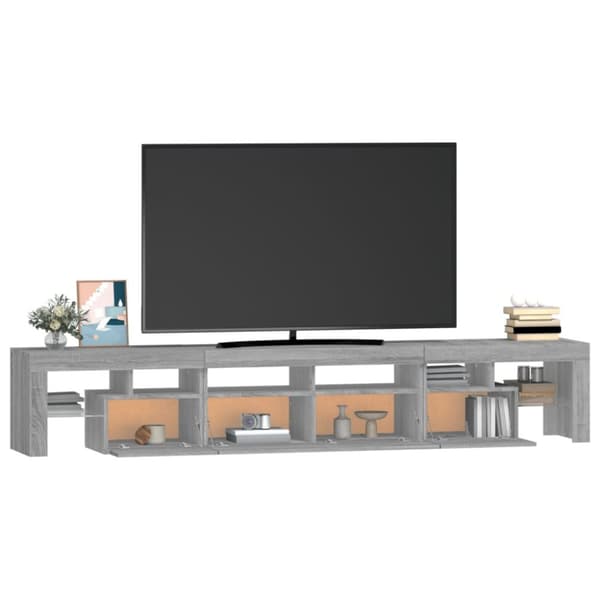 The Living Store tv-skab med LED-lys 230x36,5x40 cm grå sonoma-eg -  TV-møbler