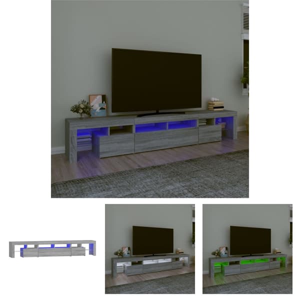 The Living Store tv-skab med LED-lys 230x36,5x40 cm grå sonoma-eg -  TV-møbler